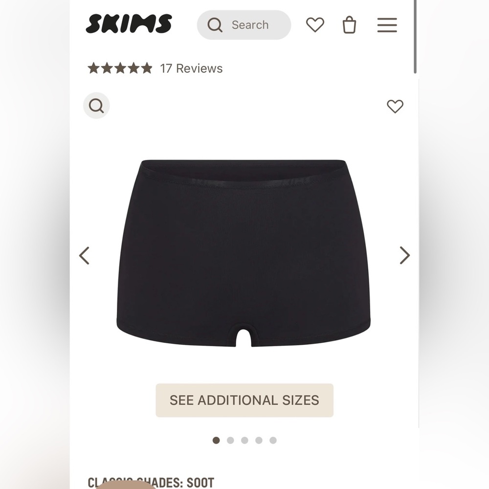 Women’s XXS SKIMS hot pant cotton logo.